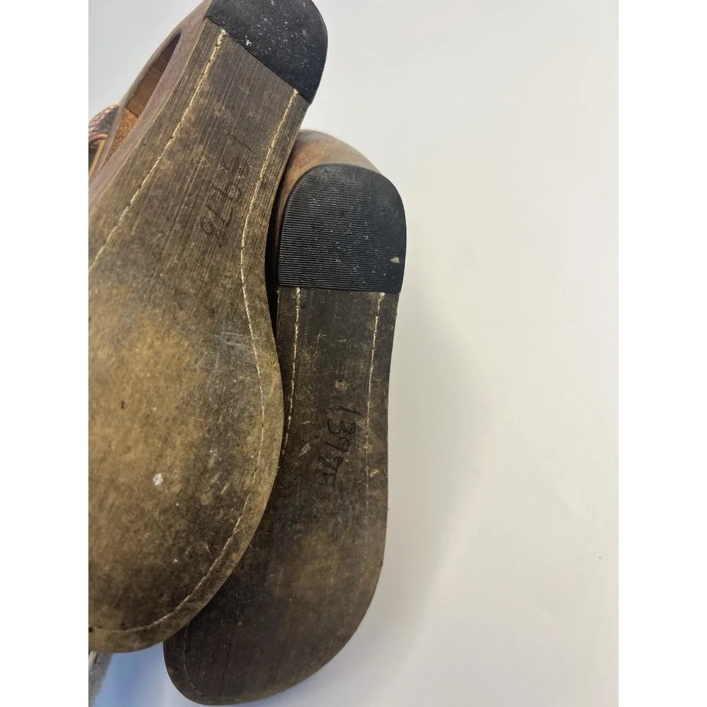 Anthropologie Schuler & Sons Wedges Women 7B Leather Reptile‎ Wood Heels Naja